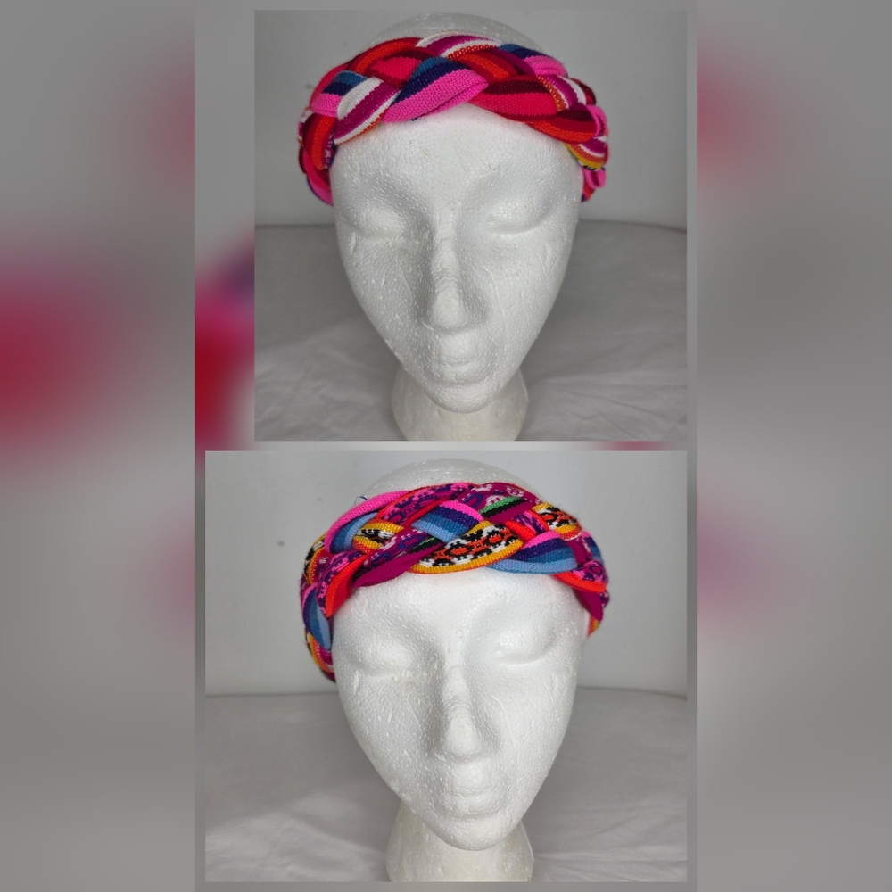 GiuliA OS Headband Vibrant Multicolor Braided From Peruvian Artisans-Reversible